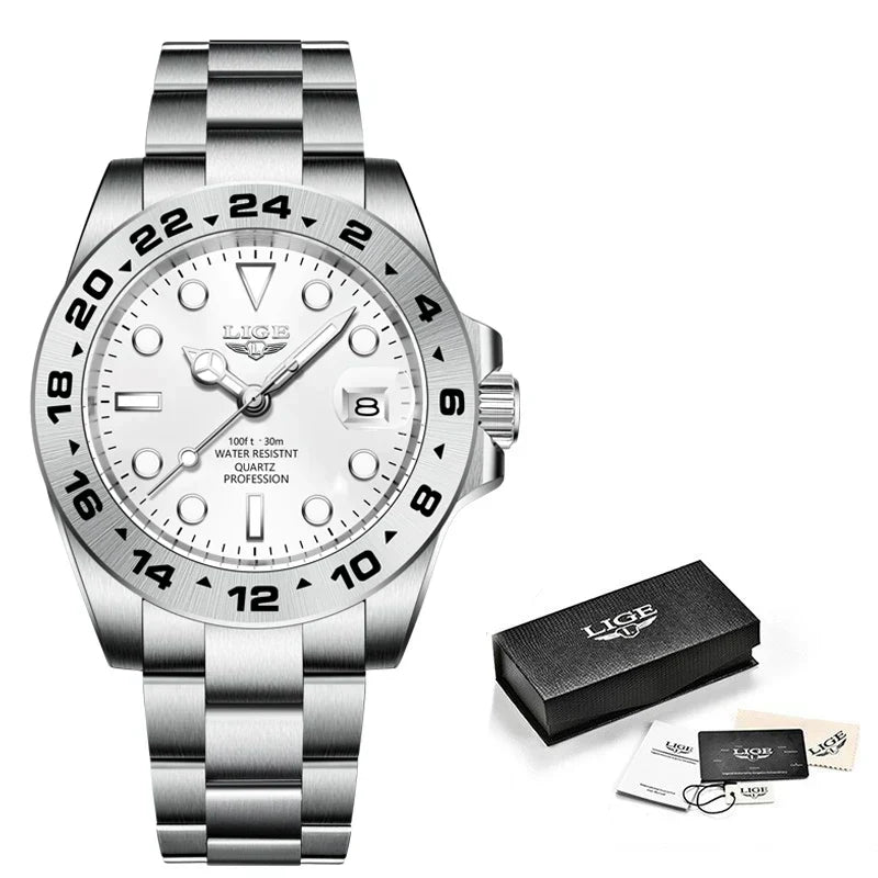 LIGE 2024 New Mens Watches Top Brand Luxury Fashion Date Clock Sport Mens Quartz Wristwatchساعات رجالية جديدة من LIGE 2024، علامة تجارية فاخرة، ساعة رياضية للرجال، كوارتز، ساعة معصم (Copy)
