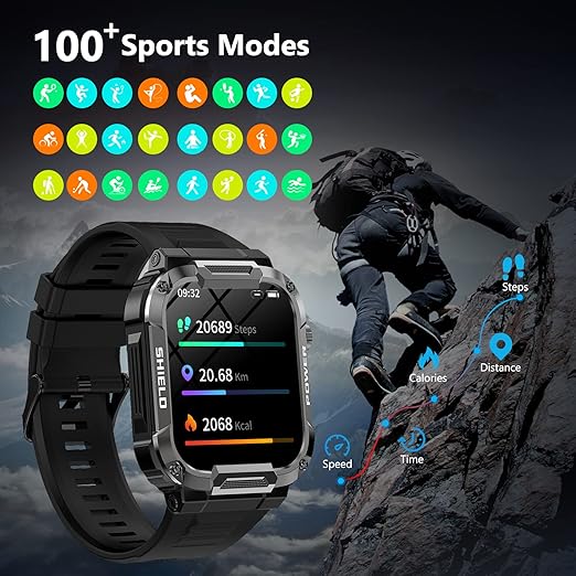 MK66 Smart Watch Waterproof Temperature Monitoring Mud-proof Outdoor Sports Smartwatch for Men 400mAh Large Battery